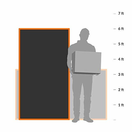 Silhouette of person holding a box with size comparison chart